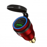 Alumiiniumist DIN Hella pistik 30W 5A toiteallika mootorratta topelt-USB laadija QC3.0 toiteadapter Veekindel 12V-24V BMW Ducati jne Hella DIN-pesa jaoks 5.8x2.8x2.8cm