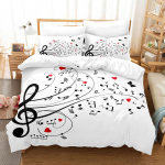 Music Note tekipadjap&uuml;&uuml;r, 2 v&otilde;i 3 t&uuml;kki muusika voodipesukomplekt, &uuml;heinimesevoodi kaheinimesevoodi t&auml;issuuruses voodipesu, mis sobib t&uuml;drukutele, poistele ja muusikutele EU SupKing 220x260cm