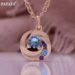 PATAYA roosikuldne plaatimine segav&auml;rviga kunsttsirkooniumoksiidoksiidist geomeetriline ripats ja 50 cm kaelakee 50CM