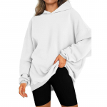 Naiste kevade ja s&uuml;gise &uuml;hev&auml;rviline dressipluus avara kapuutsiga pluss-suuruses dressipluus S valge