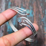 Akvamariin V&auml;&auml;riskivi T&auml;ispikk 925 Sterling H&otilde;be K&auml;sitsi valmistatud Ehted K&auml;ev&otilde;ru Reguleeritav Tema jaoks Adjustable ts&uuml;aan