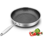 Mittenakkuv pann, 11-tolline kleepumatu suur 304 roostevabast terasest k&auml;rgpann k&auml;epidemega &ndash; ahjukindlad praepannid, peakoka pannid