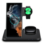 Kolm-&uuml;hes traadita laadimisjaam Samsung S23/s22/s21/note 20 Z Flip Fold 4/3 kiirlaadimisalus Galaxy Watch 5/pro Budsidele as picture valge
