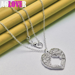 925 Sterling H&otilde;bedast Armastuse Ripats Kaelakee Ehted 45cm