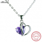 Solid 925 Sterling h&otilde;bedast s&uuml;dameripatsiga kaelakeed naistele tsirkoon-safiirist akvamariinist amet&uuml;st topaasist s&uuml;nnikivist kaelakee