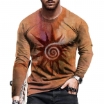 Lihtsa vintage mustriga 3D-prindiga meeste O-kaelusega T-s&auml;rk vabaaja pikkade varrukatega &uuml;lisuure pullover Moodne T-s&auml;rk meeste r&otilde;ivad S