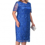 Naiste peokleit Suures suuruses lilltikandid l&uuml;hikeste varrukatega pulmadeks Luksuslik Elegantne &uuml;hev&auml;rviline kahekihiline pits, lilleline balliballi Bodycon Chubby L sinine