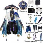 Genshin Impact Wanderer Scaramouche Cosplay kost&uuml;&uuml;m Balladeer M&uuml;ts Parukas Vormi Kunikuzushi Halloweeni karnevali peor&otilde;ivad Anime xxxl