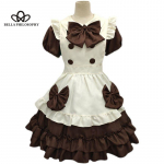 Jaapani stiilis armsad armsad neiu riided Cosplay kost&uuml;&uuml;m Armsad neiu naised Lolita l&uuml;hike kleit Lolita cosplay kost&uuml;&uuml;m S pruun