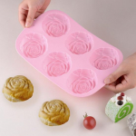 K&auml;sitsi valmistatud seebivorm kuumakindel DIY painduv vastupidav 6 v&otilde;re roosikujuline puding tarretis muffinitass vormi k&ouml;&ouml;gitarbed roheline