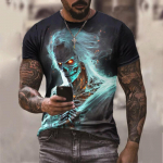 Meeste Unisex T-s&auml;rk Tee graafiline Skeleton Prints Crew Neck 3D Print Outdoor Street Short Sleeve Print R&otilde;ivaste T-s&auml;rk meestele XXXL