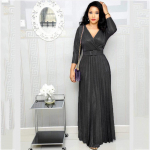 H&uuml;vastij&auml;tt naiste seksikas &otilde;htupidu, plisseeritud s&uuml;gava V-kaelusega pikk kleit, k&otilde;rge v&ouml;&ouml;kohaga v&ouml;&ouml;ga Glitter Bling Bling kleit XXXL