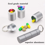 V&auml;liskasutatav kaasaskantav alumiiniumsulamist veekindel pilli&uuml;mbris pudeli vahem&auml;lu ravimihoidja ravimikarbi taskukonteineri v&otilde;tmehoidja must