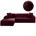 Diivanikatted elutoa jaoks Elastne tahke nurgadiivani kate L-kujuline Chaise Longue Slipcovers Tooli kaitse 235-300cm veini