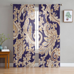 Paisley lillelised aknakardinad L&auml;bipaistev &scaron;ifoonist t&uuml;llkardin Kodu Elutoa taustadekoratsioon 135W x 114H(cm)