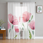 Moonililletaim L&auml;bipaistvad kardinad elutuppa Magamistoa Kodusisustus K&ouml;&ouml;k t&uuml;ll Windowsi jaoks Voile kardinad 135W x 114H(cm)