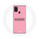 Coque pour Samsung Galaxy A21S Blackpink Groupe de K-pop Logo Fond Rose