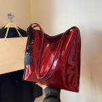 Yogodlns &uuml;hev&auml;rviline lakknahk naiste mood &otilde;lakott Naiste lihtne luksuslik k&auml;ekott rahakott vabaaja reiside ostukotid 31x10x29cm punane