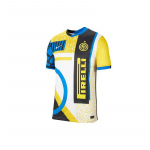 Nike Inter Milano 2021-2022 Hooaeg Neljas V&otilde;&otilde;rsil F&auml;nniv&auml;ljaanne Jalgpalli Treening L&uuml;hikeste Varrukatega T-s&auml;rk Meeste &Uuml;laosad Lilleline CV8413-101 S