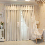 2-osalised konkskardinad Kahekihilised riidest l&otilde;ngast integreeritud pimendavad kardinad Pitsist printsessi magamistoa elutoa kardinad W300&times;H270cm&times;2pcs beež