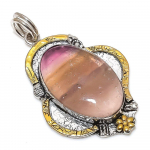 Natural Fluorite Gemstone 925 Sterling Silver Two Tone Pendant 2.40 i4o90