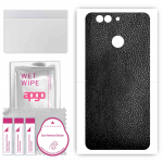 apgo Protective Skin Sticker for the back compatible with Huawei nova 2 plus, Wrap Film, Foil, Vinyl - Pattern Black Leather
