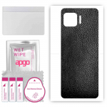 apgo Protective Skin Sticker for the back compatible with Motorola One 5G, Wrap Film, Foil, Vinyl - Pattern Black Leather