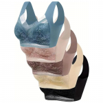 5 tk Elegantne Lilleline Pitsist Traadita Bralett Rinnahoidja Mugav Hingav T&auml;ieliku Katvusega Push Up Aluspesu L mitmev&auml;rviline