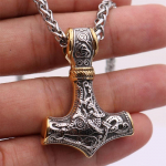 Vintage Viking Celtic Thor Hammer Kaelakee Amulett H&otilde;bedane Ripats Meeste Viking Ehted Tough Guy Kaelakee kuld