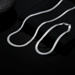 925 Sterling H&otilde;be 4mm Lame Kett K&auml;ev&otilde;rud Kaelakee Komplekt Naistele Moodne Pidulik Pulmad &Scaron;ikk Ehtekomplektid Kingitused 60cm and 20cm