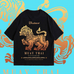 Muay Thai T-s&auml;rk Kick Boxing 3D Prindi Puuvill Signha L&otilde;vi Traditsiooniline &Otilde;lu Naistele Unisex L&uuml;hike Varrukas &Uuml;mar Kaelusega MMA Segatud V&otilde;itluskunstid Treening V&otilde;itlus S