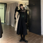 M~4XL gooti must Y2k kleit naiste suur S&uuml;gisene vabaaja pitsiline pikkade varrukatega &uuml;hes t&uuml;kis kleit Korea &otilde;htupeokleit Elegantne Midi kleit naistele M beež