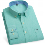 Sinwoyan Solid Pure Cotton Oxford meeste s&auml;rgid vabaaja pikkade varrukatega tavaliistuga rinnataskuga S
