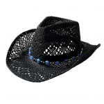 Suvine &otilde;lgk&uuml;bar, &otilde;&otilde;nes kokkupandav, reguleeritav helmestega kaunistus, lokkis servaga tuulekindel rihm Western Cowboy stiilis &uuml;hev&auml;rviline v&auml;lim&uuml;ts must