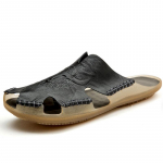 Ehtsast nahast meeste rannasussid suures suuruses kodusandaalid suvised rannasandaalid vabas &otilde;hus jalutamiseks rannas pl&auml;tud Meeste kingad 38 punane