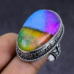 Rainbow Solar Quartz 925 Sterling Silver gift Jewelry Ring Size 7.5 H3J11