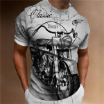 Mootorrataste meeste T-s&auml;rk 3D Prindiga L&uuml;hikeste varrukatega Vintage Classics T-s&auml;rk Meeste Street Ride Biker Tops Riietus Suurem&otilde;&otilde;duline T-s&auml;rk 3XL
