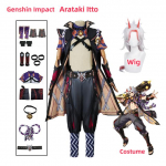 Arataki Itto Cosplay M&auml;ngu Cosplay Kost&uuml;&uuml;m &Uuml;htne Anime Halloweeni Karnivali Peo R&otilde;ivad L-(Full set+wig)