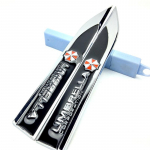 Kaitsev vihmavarju tera plaat m&auml;rgistus auto tera k&uuml;lgsilt, muudetud metallist auto etikett auto kaunistuse kleebis punane