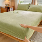 Kuum talvine soe flanell-fliisist voodipesu kaheinimesevoodile, queen/king size, k&otilde;ikeh&otilde;lmav madratsikate Bed sheet (220x200x25cm) roheline