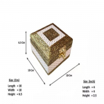 K&auml;sitsi valmistatud ehtekarp, Puidust ehtekarp, Pulma ehtekarp, Kuldne,