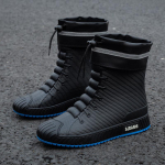Veekindlad vihmasaapad meestele Kummikingad kalap&uuml;&uuml;k Abikaasa Galoshes PVC pahkluu Vesisaapad Meeste t&ouml;&ouml;kaitsejalatsid Botas De Lluvia 43 black
