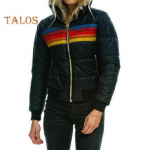 Talvine puuvillane taskutega mantel, v&auml;rviplokk, lukuga kinnitus, kapuutsiga, polsterdatud, tuulekindel kardiigan, l&uuml;hike mudel, elastsete mansettide ja &auml;&auml;rega, puuvillane jakk S must