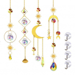 4 tk P&auml;ikesep&uuml;&uuml;dja ​​ripatsid Peegeldav ja h&auml;mmastav visuaalne efekt Erksav&auml;rviline Kunstkristallidest p&auml;ikesep&uuml;&uuml;djate aken