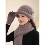 3tk komplektid Keskealine Ema M&uuml;ts Sall Kinnas Sobib Naiste Paks Soe Villane Vanaema Eakate M&uuml;ts Sall Kindad 3tk Komplektid one size khaki