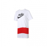 Nike logo tr&uuml;kiga &uuml;mmarguse kaelusega l&uuml;hikeste varrukatega kleit Naiste kleidid Valge Punane CJ3716-100 XS