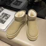 Talvised naiste l&uuml;hikesed pl&uuml;&uuml;sist soojad lumesaapad vabaajajalatsid Uued seemisnahast karusnahast Chelsea poolsaapad, platvormiga naiste kingad Botas 35