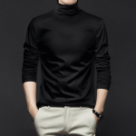 Vedela ammoniaagiga merseriseeritud puuvillast kilpkonnaga alumine s&auml;rk Meeste antistaatiline pikkade varrukatega T-s&auml;rk Nahas&otilde;bralik sisemine &uuml;lemine keskmine krae L must