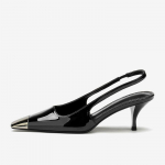 Roosad Terava Otsaga Metallist Varbaosaga Kingad Naiste Slingback Kitsa Rihmaga Sandaalid Lakknahast Pumbad Stilettotallaga Kiilud K&otilde;rged Kontsad Pidu Klubi 4.5
