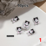 10 tk Mustvalge kassi k&uuml;&uuml;nte aksessuaarid Multifilm 3D armas kassi tagumik V&auml;ike kalavaigust k&uuml;&uuml;nte kaunistus manik&uuml;&uuml;r ehted isetegemine